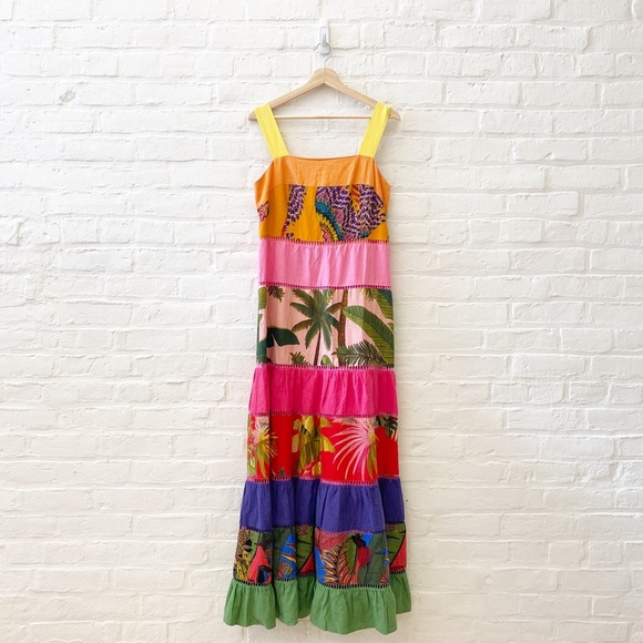FARM Rio Dresses & Skirts - FARM Rio || Rainbow Mixed Prints Maxi Dress Tiered Leopard Medium NWT